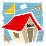 Abstract School House with School Supplies